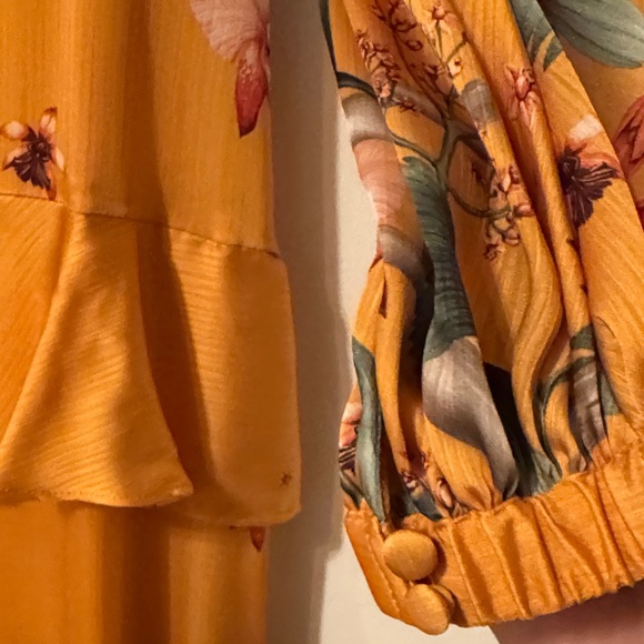 Johanna Ortiz x H&M collab Floral Mustard Yellow Dress with Bow - Picture 7 of 16